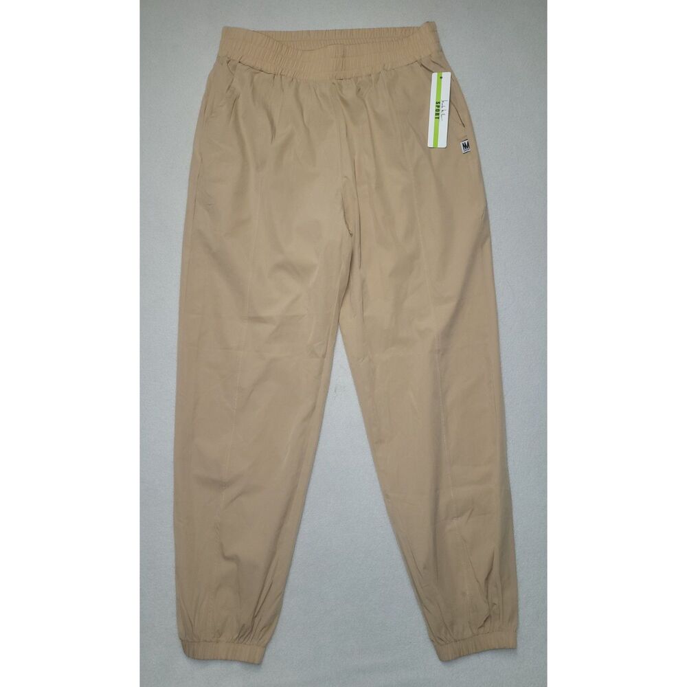Nicole Miller Sport Women's Lg Activewear Nylon Lightweight Jogger Pants Tan NWT